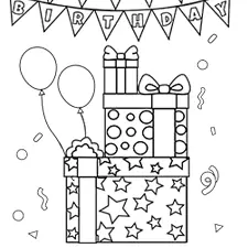 Colorful Birthday Presents Printables Black & White