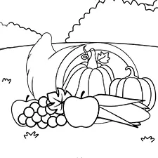 Cornucopia Basket Coloring Page Black & White