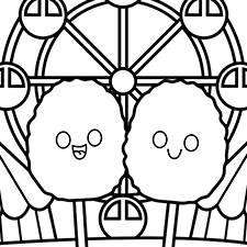 Cotton Candy At The Fun Fair Coloring Page Black & White