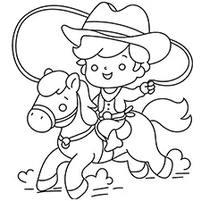 Cowboy On A Horse Coloring Page