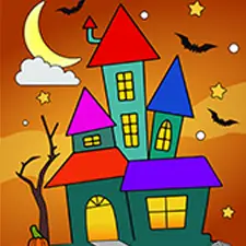 Creepy Haunted House Coloring Page