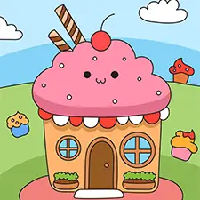 Cupcake House Coloring Page