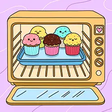 Cupcakes In An Oven Coloring Page