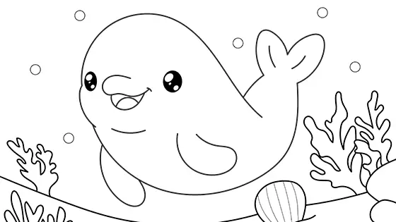 Cute Beluga Whale Coloring Page