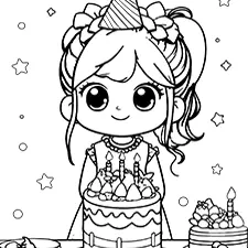 Cute Birthday Girl Printable Black & White