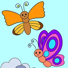 Cute Butterflies Coloring Page