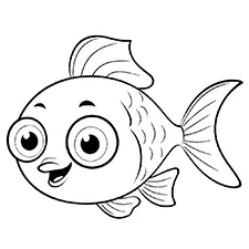 Cute Fish Coloring Page Black & White