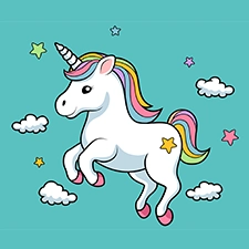 Cute Flying Unicorn Coloring Page Color