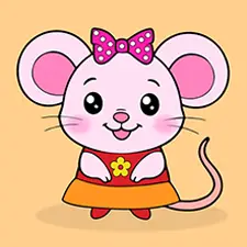 Cute Girl Mouse Coloring Sheet
