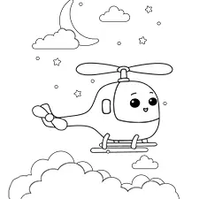 Cute Helicopter Coloring Page Black & White