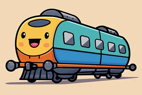 Cute Modern Train Coloring Page