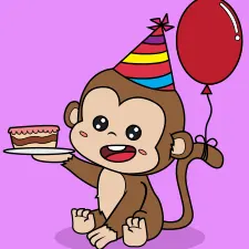 Cute Monkey With Cake Coloring Page