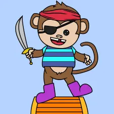 Cute Monkey Pirate Coloring Page