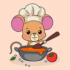Cute Mouse Chef Coloring Page