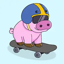 Cute Pig Skateboarding Coloring Page