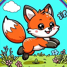 Cute Playful Fox Coloring Page