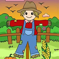 Cute Scarecrow Coloring Page