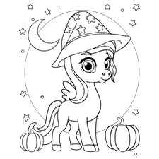 Cute Wizard Pony Coloring Page Black & White