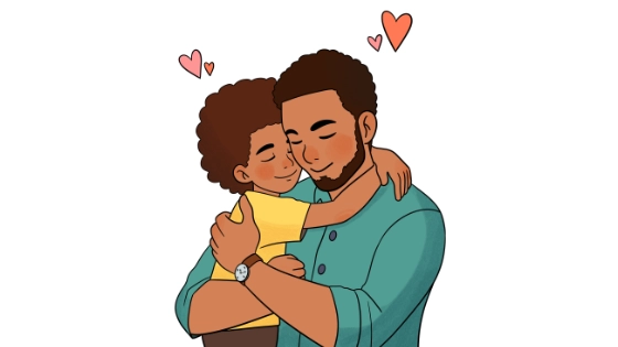 Dad and Child Hugging Coloring Page