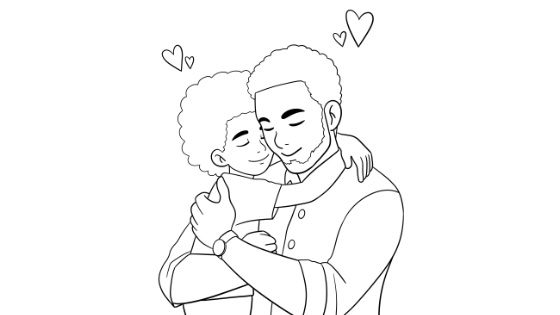 Dad and Child Hugging Coloring Page