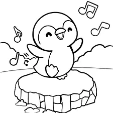 Dancing Penguin Coloring Page Black & White