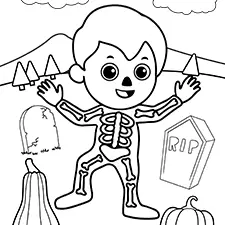 Dancing Skeleton Printable Black & White