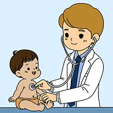 Doctor Listening To A Baby's Heartbeat Coloring Page