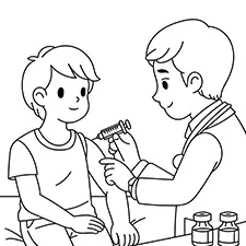 Doctor Vaccinating A Patient Coloring Page