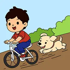 Dog Chasing A Boy On A Bicycle Coloring Page