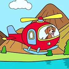 Dog Flying Helicopter Coloring Page