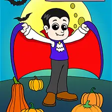 Dracula In The Pumpkin Patch Coloring Page