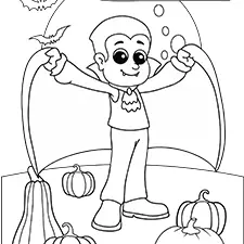 Dracula In The Pumpkin Patch Coloring Page Black & White