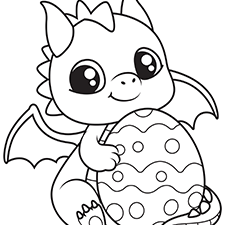 Dragon Holding An Easter Egg Coloring Page