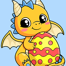 Dragon Holding An Easter Egg Printable