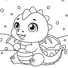 Dragon In The Snow Coloring Page