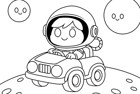 Driving At The Moon Coloring Page