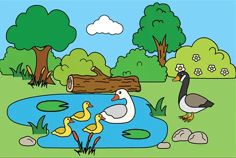 Duck Family Coloring Page