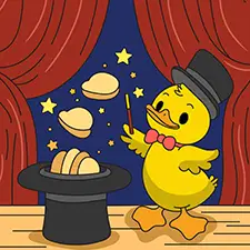 Duck Magician On Stage Coloring Page