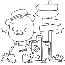 Duck Traveler Coloring Page