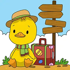 Duck Traveler Coloring Page