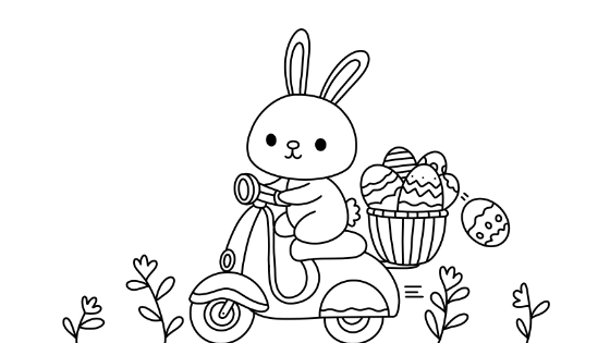 Easter Bunny Scooter Coloring Page