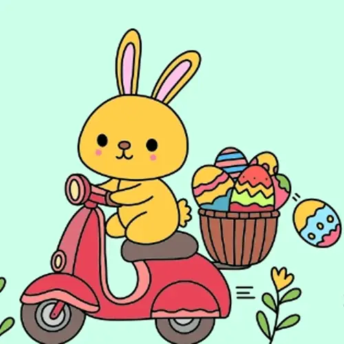 Easter Bunny Riding A Scooter Printable