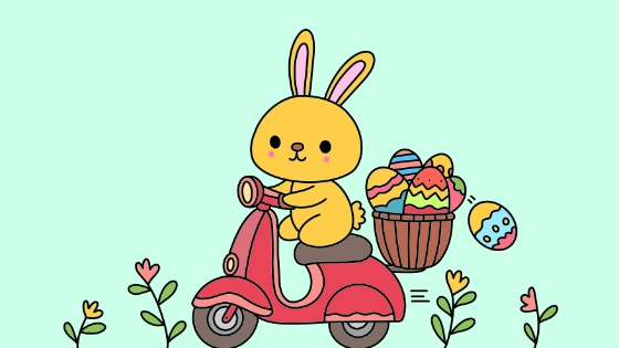 Easter Bunny Scooter Coloring Page