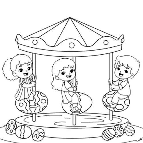 Easter Carousel Coloring Page