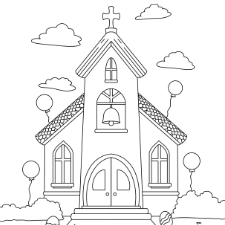 Easter Church Coloring Page