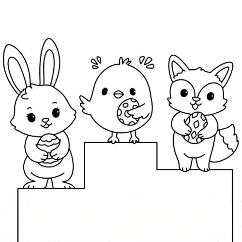 Easter Egg Competition Coloring Page Black & White