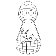 Easter Egg Hot Air Balloon Coloring Page