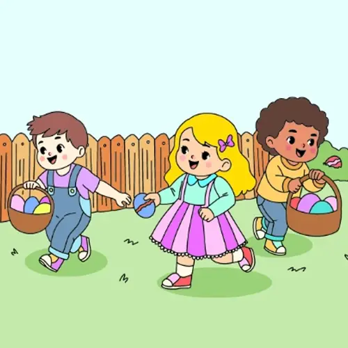 Children On An Easter Egg Hunt Printable