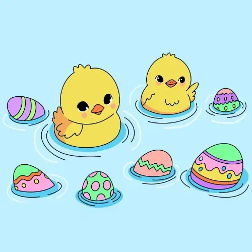 Ducklings Surrounded By Easter Eggs Printable