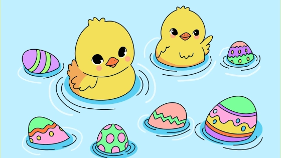 Easters Eggs and Ducklings Coloring Page